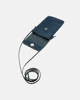 Mini Bolsa em Couro Porta Celular Capri Azul Marinho